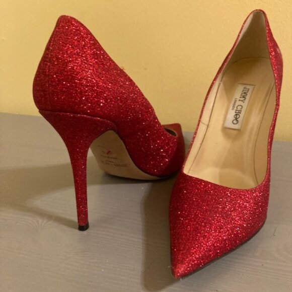 Jimmy Choo ruby red sparkle pumps, size 41.5 - Picture 2 of 4